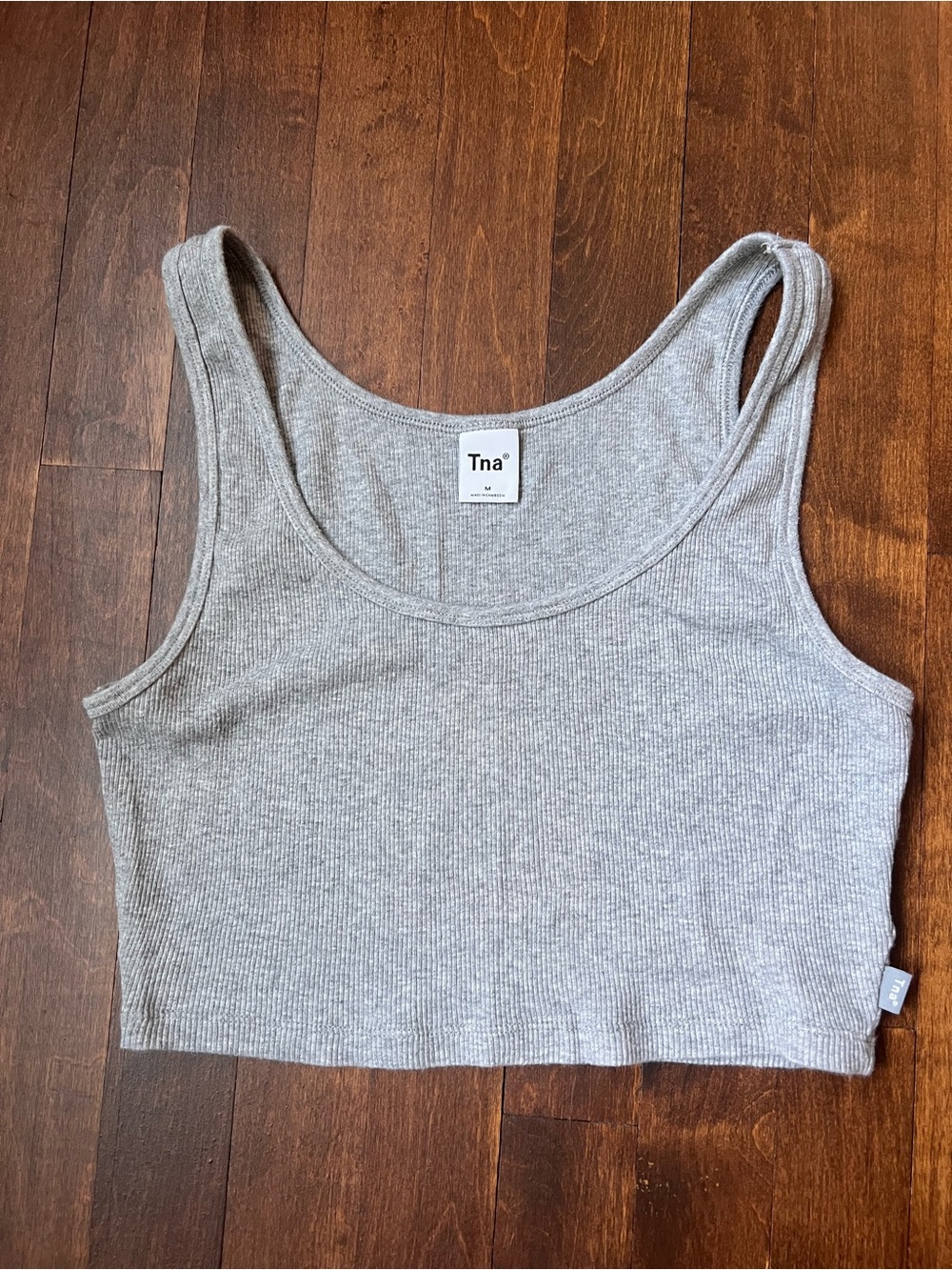 TNA Light Gray Ribbed Crop Tank